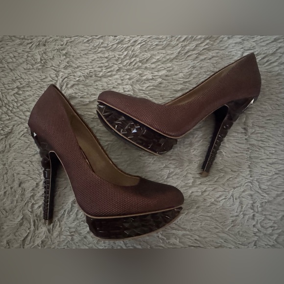 RACHEL Rachel Roy Burgundy Prism Design Platform Heels NWOT or BOX | Size: 7 - Picture 9 of 16